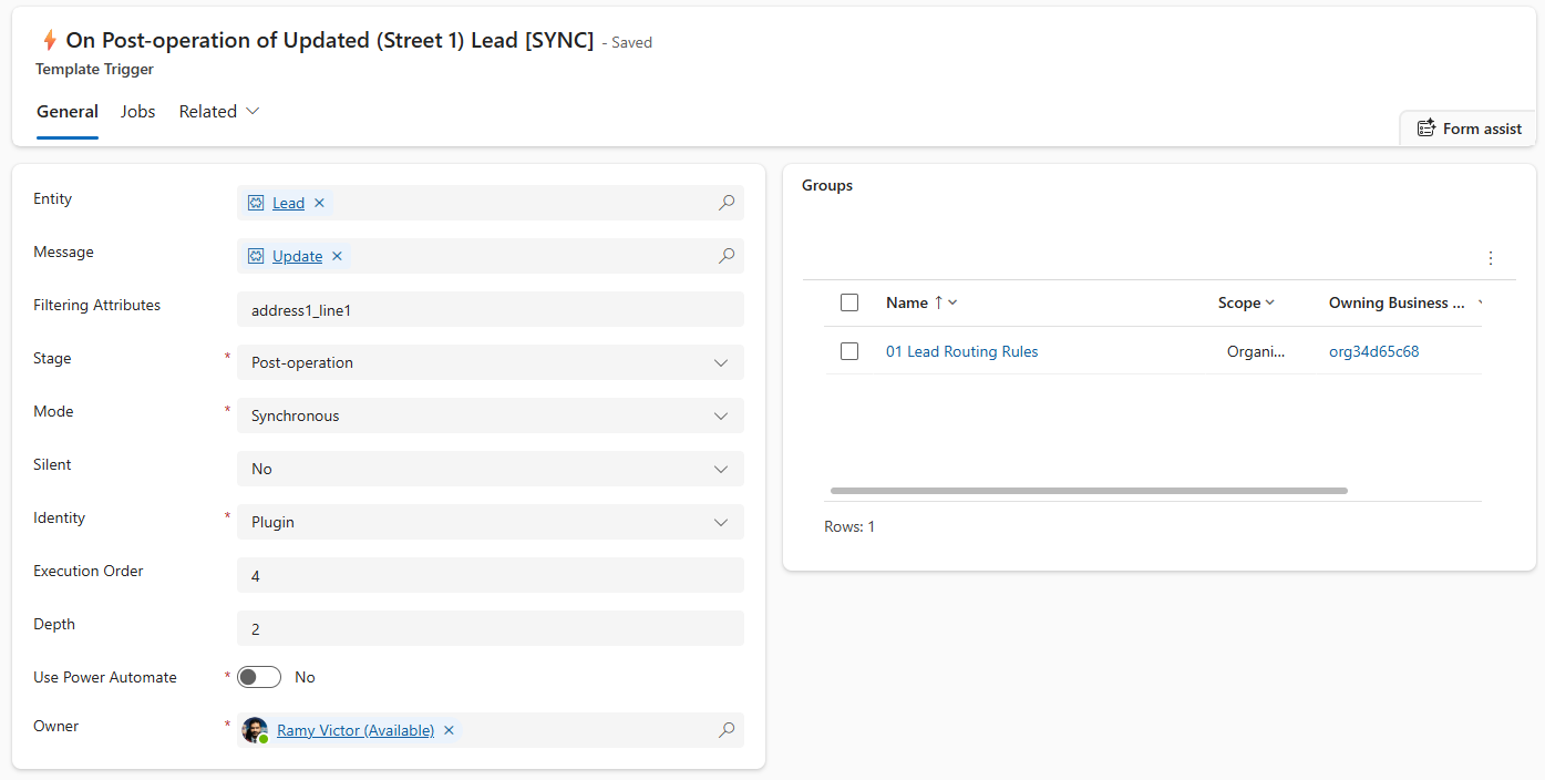 template trigger record